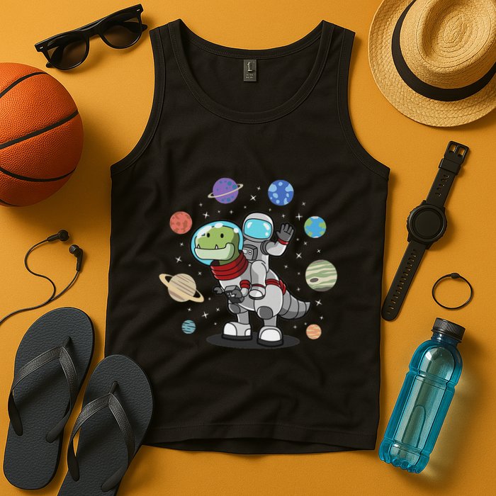 Dinosaur Astronaut & Planets Space & Dino Space Tank Top