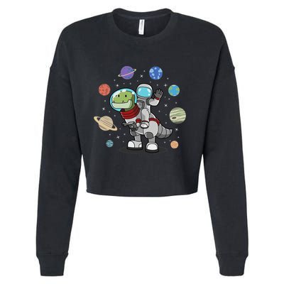 Dinosaur Astronaut & Planets Space & Dino Space Cropped Pullover Crew