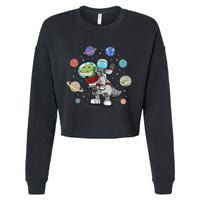 Dinosaur Astronaut & Planets Space & Dino Space Cropped Pullover Crew
