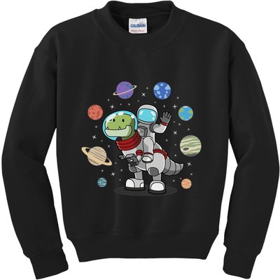 Dinosaur Astronaut & Planets Space & Dino Space Kids Sweatshirt