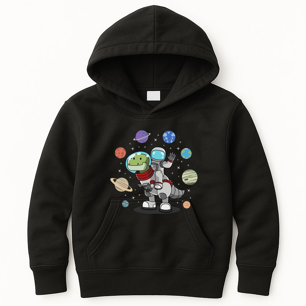 Dinosaur Astronaut & Planets Space & Dino Space Kids Hoodie