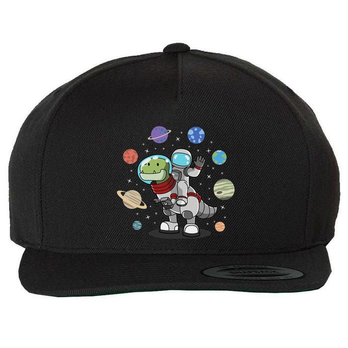 Dinosaur Astronaut & Planets Space & Dino Space Wool Snapback Cap