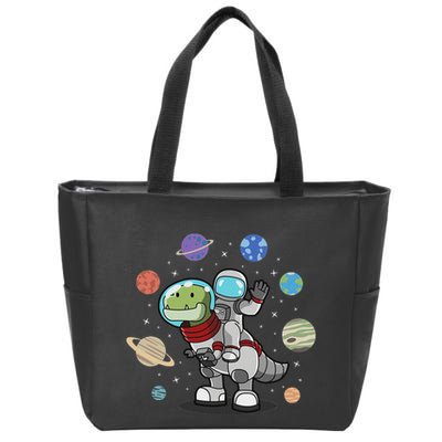 Dinosaur Astronaut & Planets Space & Dino Space Zip Tote Bag