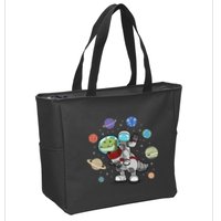 Dinosaur Astronaut & Planets Space & Dino Space Zip Tote Bag