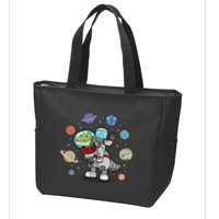 Dinosaur Astronaut & Planets Space & Dino Space Zip Tote Bag