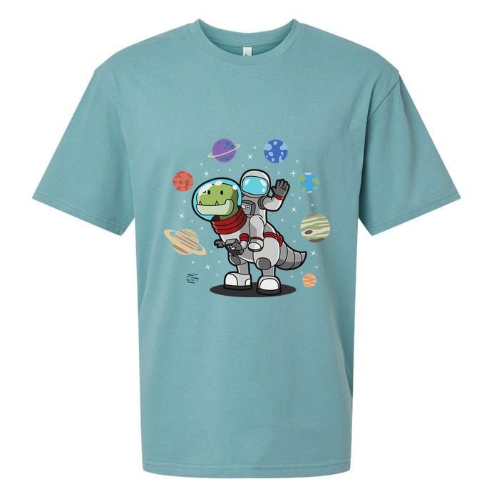 Dinosaur Astronaut & Planets Space & Dino Space Sueded Cloud Jersey T-Shirt