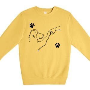 Dog And People Punch Hand Dog Friendship Fist Bump Dogs Paw Premium Crewneck Sweatshirt