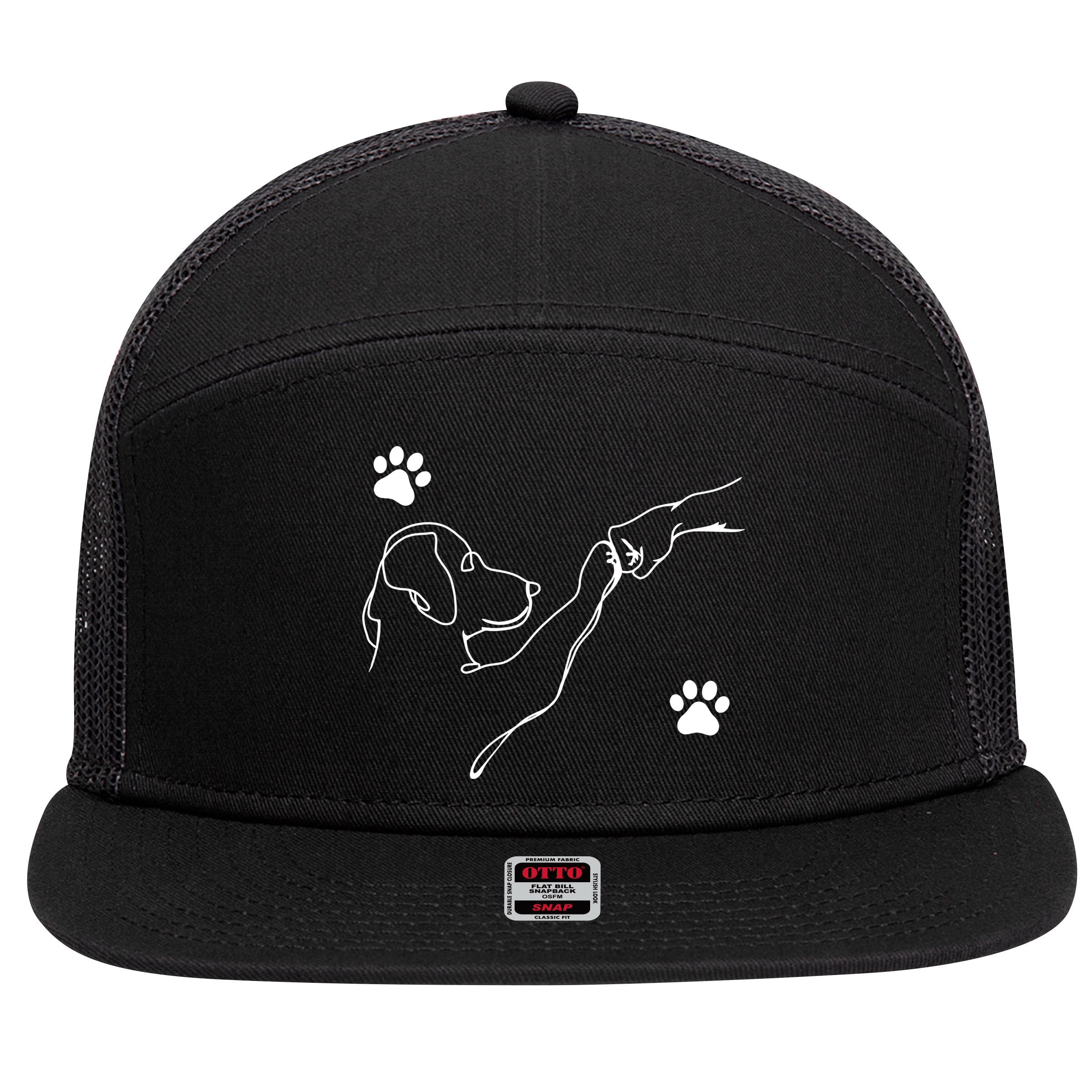 Dog And People Punch Hand Dog Friendship Fist Bump Dogs Paw 7 Panel Mesh Trucker Snapback Hat