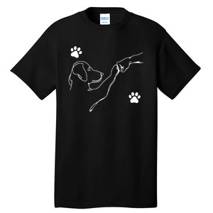 Dog And People Punch Hand Dog Friendship Fist Bump Dogs Paw Tall T-Shirt