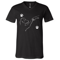 Dog And People Punch Hand Dog Friendship Fist Bump Dogs Paw V-Neck T-Shirt