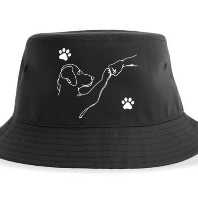 Dog And People Punch Hand Dog Friendship Fist Bump Dogs Paw Sustainable Bucket Hat