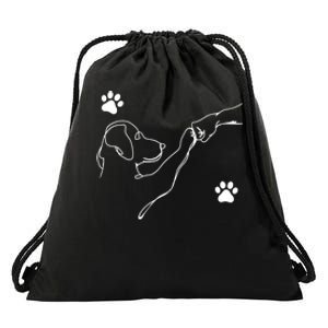 Dog And People Punch Hand Dog Friendship Fist Bump Dogs Paw Drawstring Bag