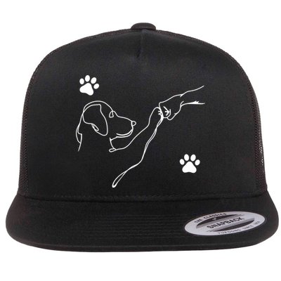 Dog And People Punch Hand Dog Friendship Fist Bump Dogs Paw Flat Bill Trucker Hat