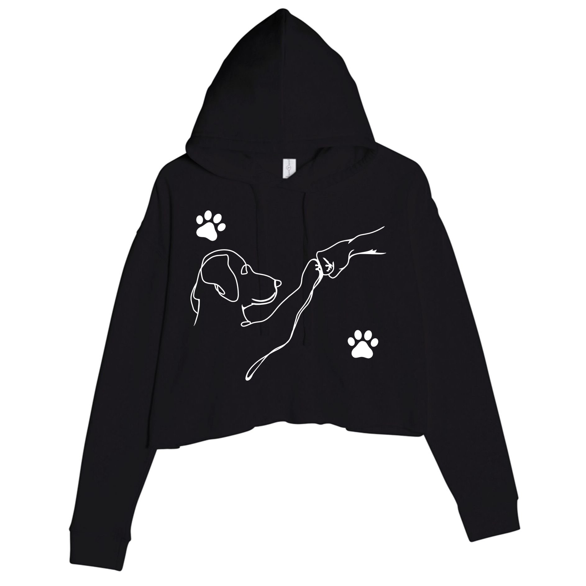 Dog And People Punch Hand Dog Friendship Fist Bump Dogs Paw Crop Fleece Hoodie