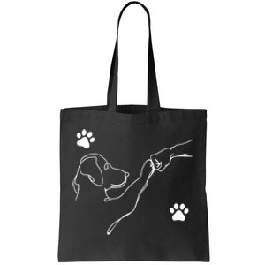 Dog And People Punch Hand Dog Friendship Fist Bump Dogs Paw Tote Bag