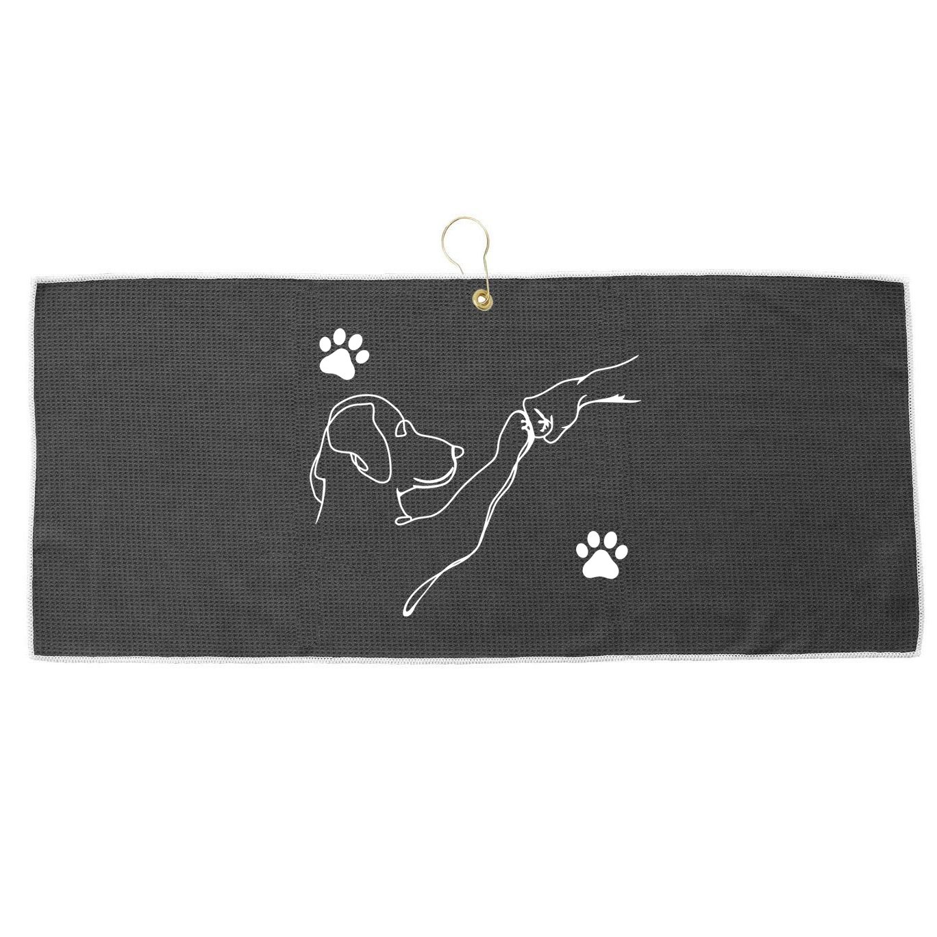 Dog And People Punch Hand Dog Friendship Fist Bump Dogs Paw Large Microfiber Waffle Golf Towel
