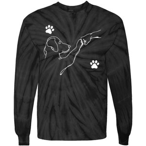 Dog And People Punch Hand Dog Friendship Fist Bump Dogs Paw Tie-Dye Long Sleeve Shirt