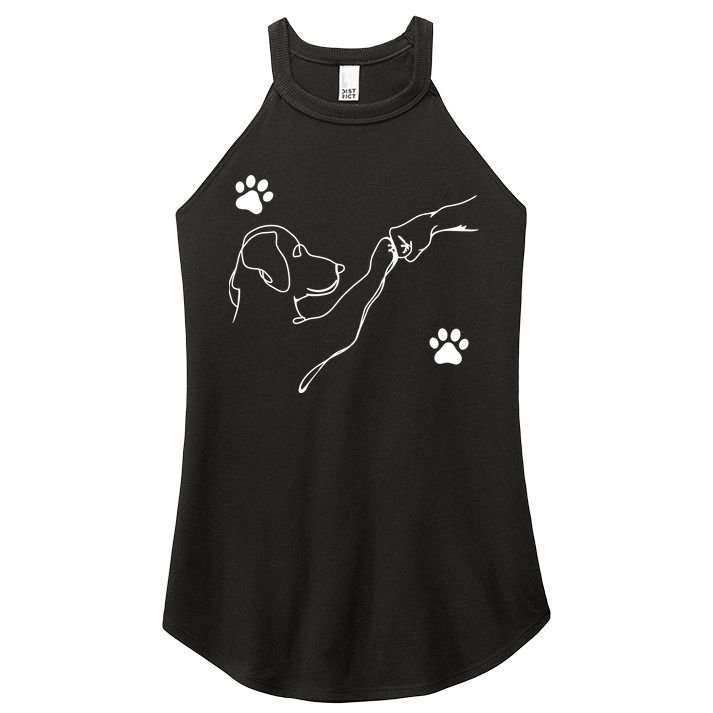 Dog And People Punch Hand Dog Friendship Fist Bump Dogs Paw Women's Perfect Tri Rocker Tank