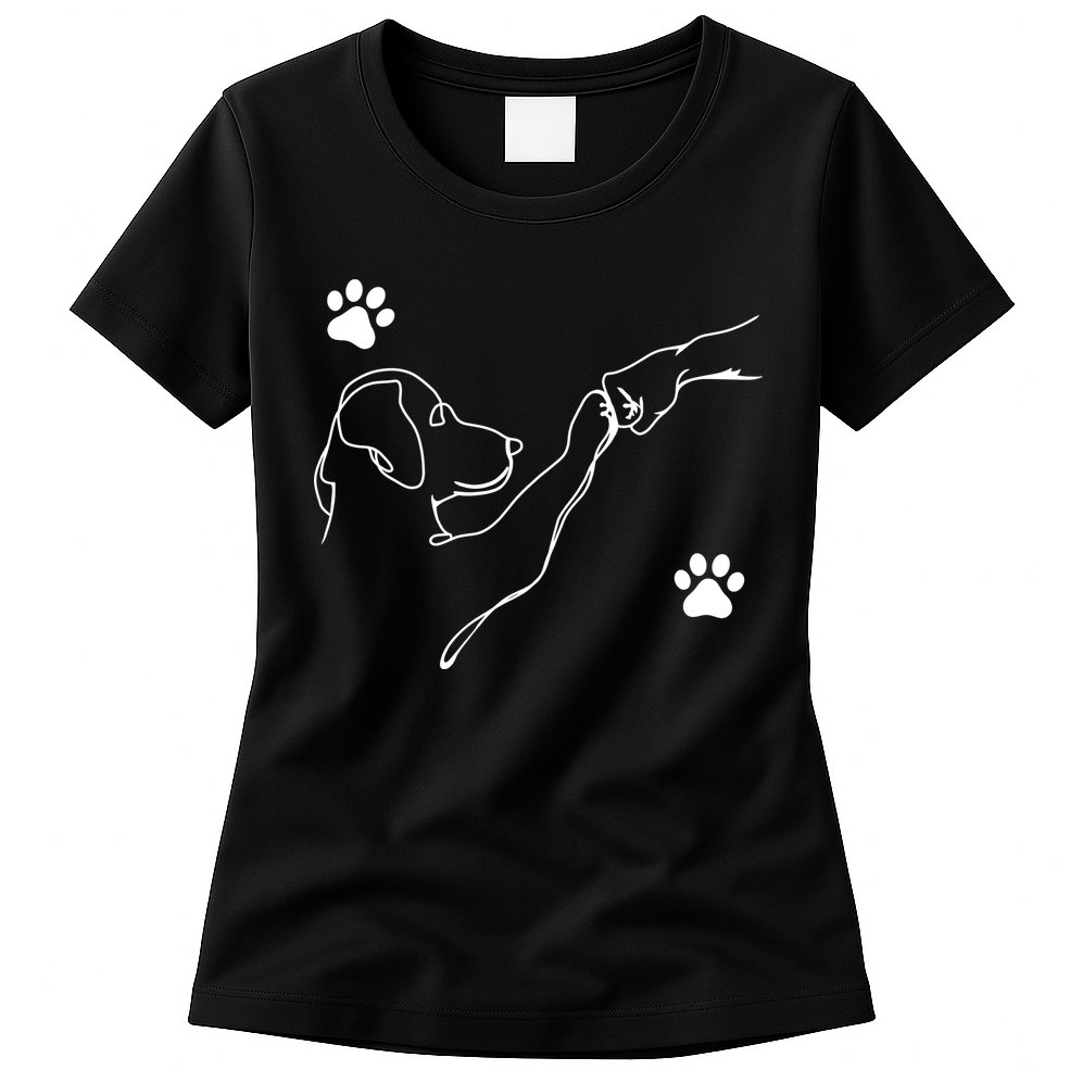 Dog And People Punch Hand Dog Friendship Fist Bump Dogs Paw Womens T-Shirt