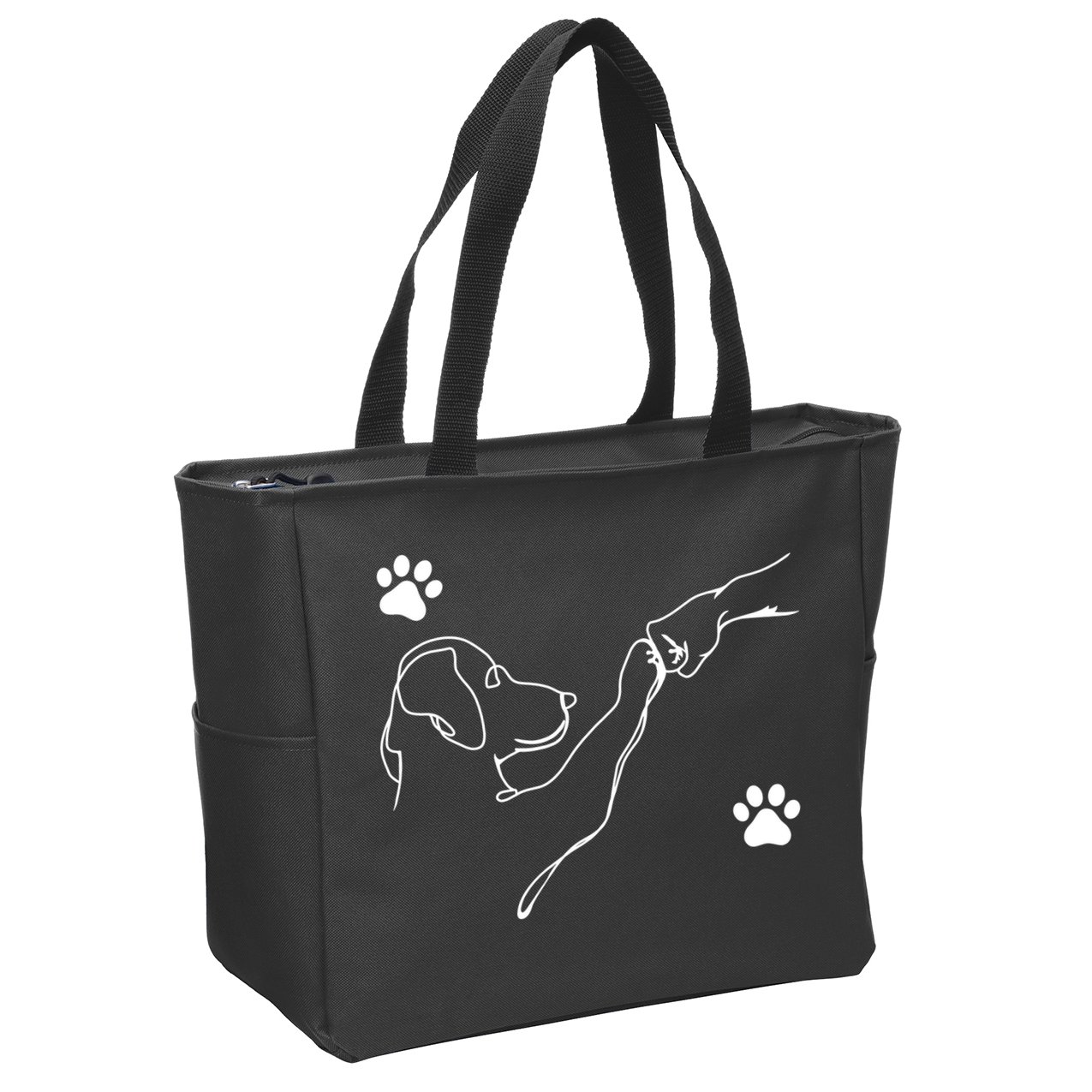 Dog And People Punch Hand Dog Friendship Fist Bump Dogs Paw Zip Tote Bag