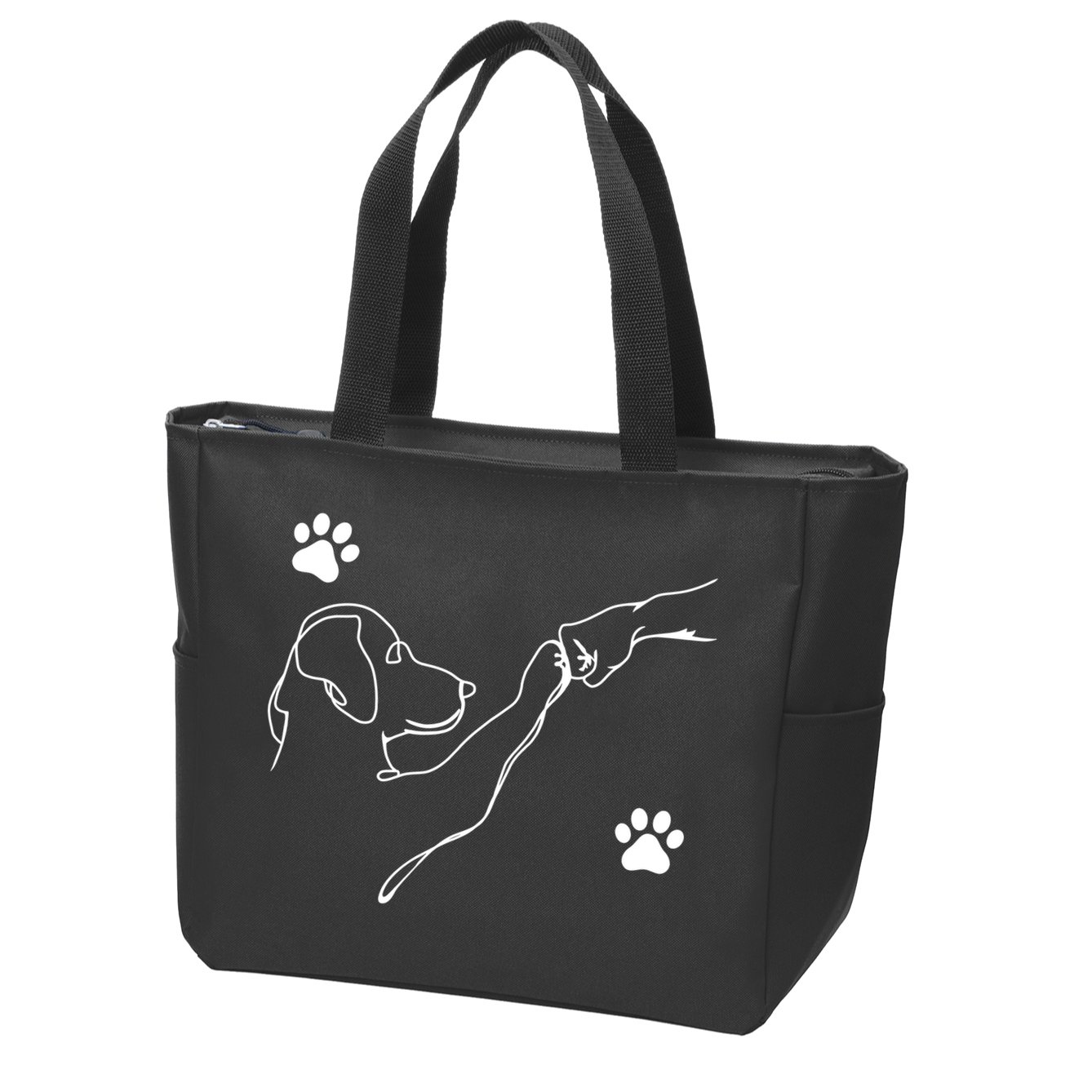 Dog And People Punch Hand Dog Friendship Fist Bump Dogs Paw Zip Tote Bag