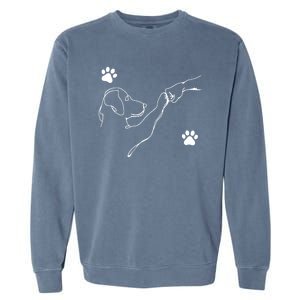 Dog And People Punch Hand Dog Friendship Fist Bump Dogs Paw Garment-Dyed Sweatshirt