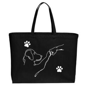 Dog And People Punch Hand Dog Friendship Fist Bump Dogs Paw Cotton Canvas Jumbo Tote