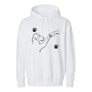 Dog And People Punch Hand Dog Friendship Fist Bump Dogs Paw Garment-Dyed Fleece Hoodie