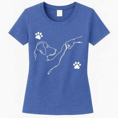 Dog And People Punch Hand Dog Friendship Fist Bump DogS Paw Womens T-Shirt
