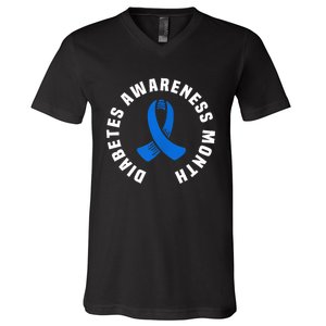 Diabetes Awareness Pocket Design World Diabetes Day V-Neck T-Shirt