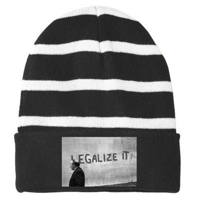 Duffy Archive Photography Legalize It Graffiti Shot Striped Beanie with Solid Band