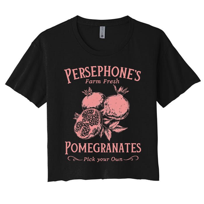 Dark Academia Persephone's Pomegranates Women's Crop Top Tee