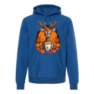 Deer Antlers Pumpkin Spice Latte Fall Thanksgiving Halloween Premium Hoodie