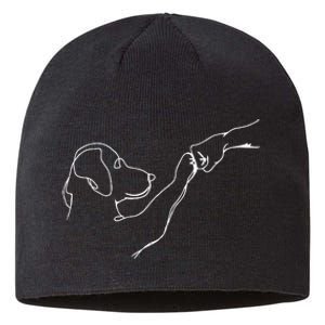 Dog And People Punch Hand Dog Man Friendship Bump Dogs Sustainable Beanie