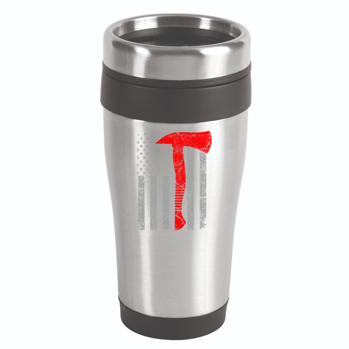 Distressed American Patriot Red Line Axe Firefighter Flag Gift 16oz Travel Tumbler