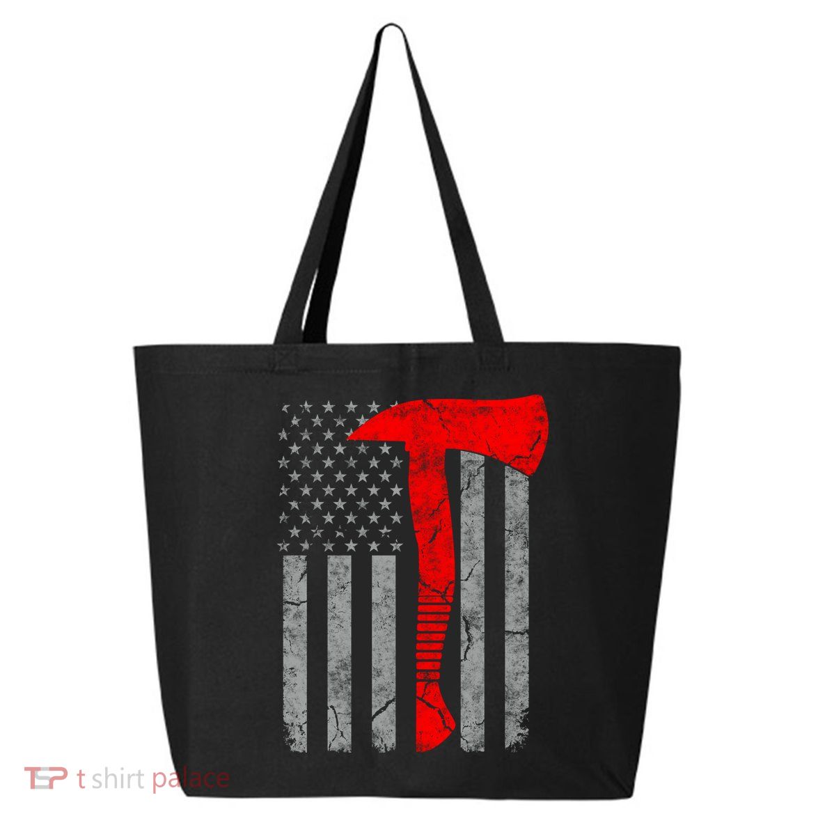 Distressed American Patriot Red Line Axe Firefighter Flag Gift 25L Jumbo Tote