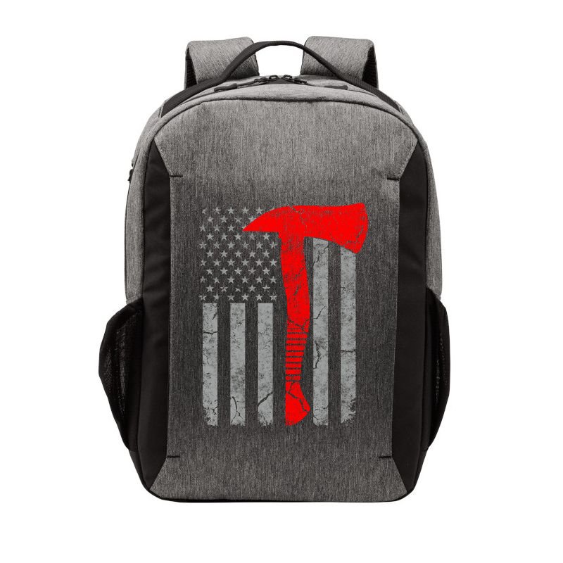 Distressed American Patriot Red Line Axe Firefighter Flag Gift Vector Backpack