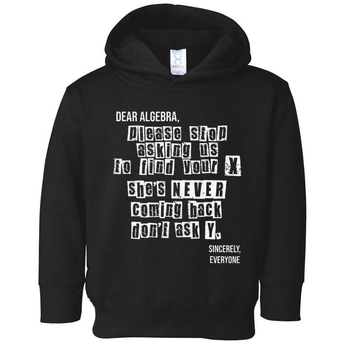 Dear Algebra Please Stop Asking To Find Your X DonT Ask Y Toddler Hoodie