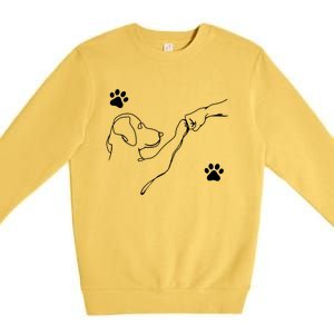 Dog And People Punch Hand Dog Friendship Fist Bump DogS Paw Premium Crewneck Sweatshirt