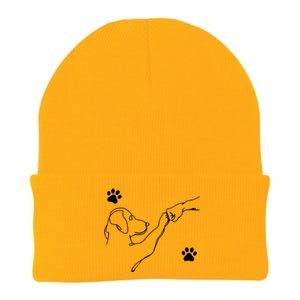 Dog And People Punch Hand Dog Friendship Fist Bump DogS Paw Knit Cap Winter Beanie