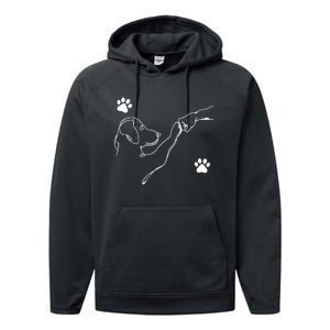 Dog And People Punch Hand Dog Friendship Fist Bump DogS Paw Performance Fleece Hoodie