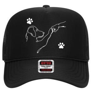 Dog And People Punch Hand Dog Friendship Fist Bump DogS Paw High Crown Mesh Back Trucker Hat