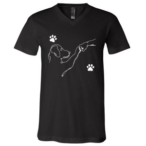 Dog And People Punch Hand Dog Friendship Fist Bump DogS Paw V-Neck T-Shirt