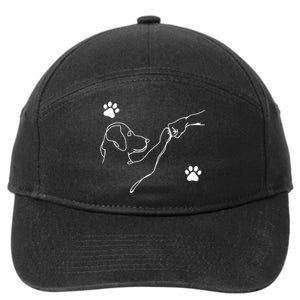 Dog And People Punch Hand Dog Friendship Fist Bump DogS Paw 7-Panel Snapback Hat