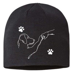 Dog And People Punch Hand Dog Friendship Fist Bump DogS Paw Sustainable Beanie