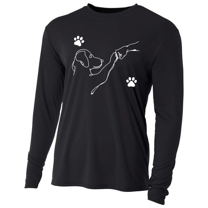 Dog And People Punch Hand Dog Friendship Fist Bump DogS Paw Cooling Performance Long Sleeve Crew