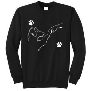 Dog And People Punch Hand Dog Friendship Fist Bump DogS Paw Tall Sweatshirt