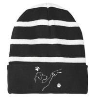 Dog And People Punch Hand Dog Friendship Fist Bump DogS Paw Striped Beanie with Solid Band