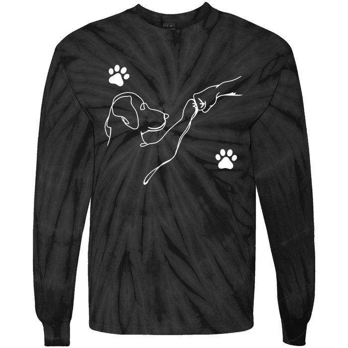 Dog And People Punch Hand Dog Friendship Fist Bump DogS Paw Tie-Dye Long Sleeve Shirt