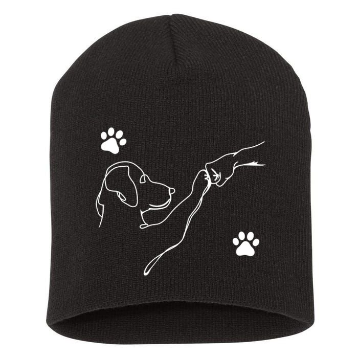 Dog And People Punch Hand Dog Friendship Fist Bump DogS Paw Short Acrylic Beanie